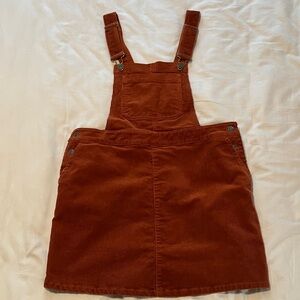 Corduroy Pinafore Dress in Rust